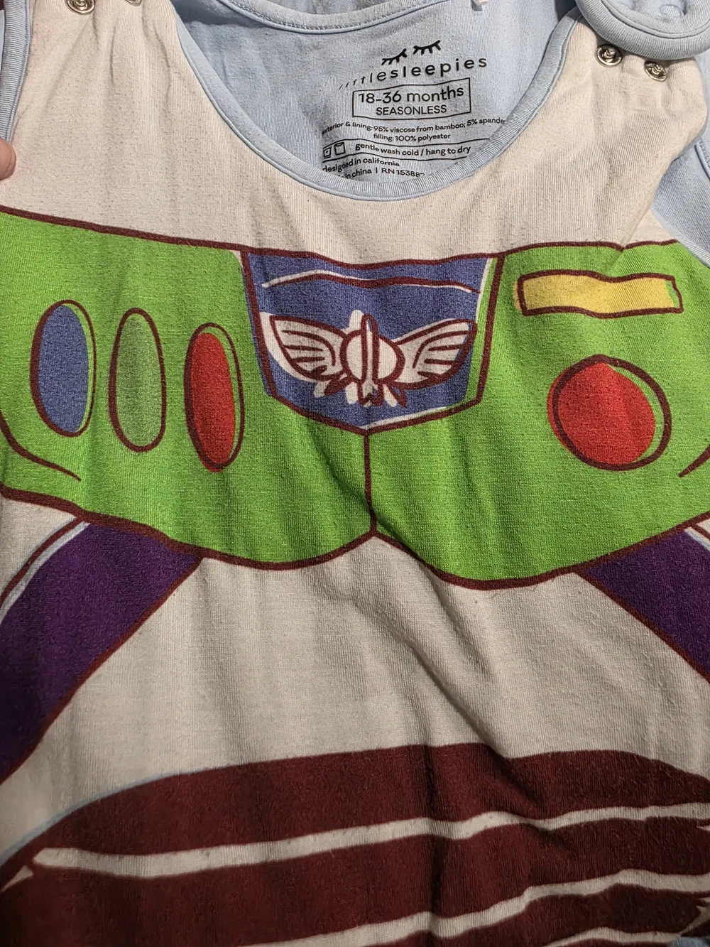 Little Sleepies Blue Buzz Lightyear Bamboo Seasonless Sleep Sack 18M-36MONTHS